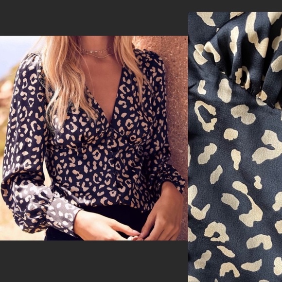LULUS Satin Cropped Cambera Leopard Print Top